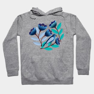 Blue bird and tulips Hoodie